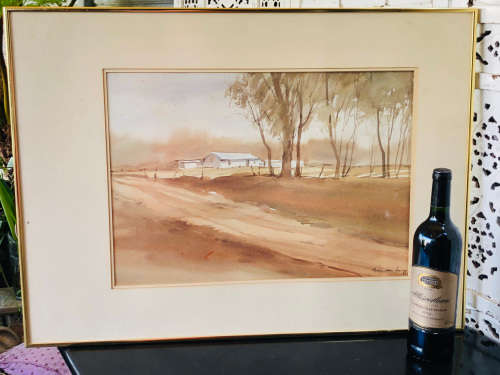 INVESTMENT ART !! GORDON LEGG (SA 1932 -) LARGE ORIGINAL FRAMED WATERCOLOUR - FRANSHOEK COTTAGE
