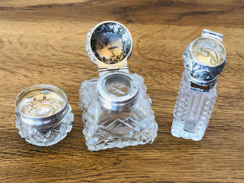 STERLING SILVER BIRMINGHAM HALLMARKED SCENT BOTTLES - OLDEST DATED TO 1876 - CHECK DESCRIPTION