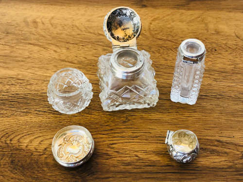 STERLING SILVER BIRMINGHAM HALLMARKED SCENT BOTTLES - OLDEST DATED TO 1876 - CHECK DESCRIPTION