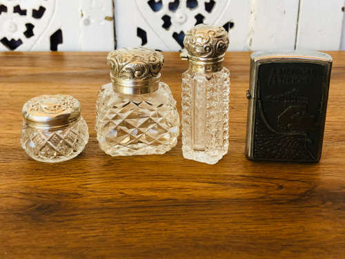 STERLING SILVER BIRMINGHAM HALLMARKED SCENT BOTTLES - OLDEST DATED TO 1876 - CHECK DESCRIPTION