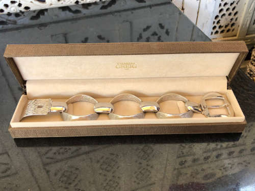 ORLANDO ORLANDINI - 1960`S CHUNKY ITALIAN 800 SILVER UN0 A ERRA DESIGNER BRACELET - 93.86g
