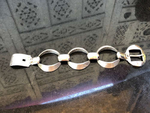 ORLANDO ORLANDINI - 1960`S CHUNKY ITALIAN 800 SILVER UN0 A ERRA DESIGNER BRACELET - 93.86g