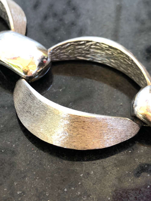 ORLANDO ORLANDINI - 1960`S CHUNKY ITALIAN 800 SILVER UN0 A ERRA DESIGNER BRACELET - 93.86g