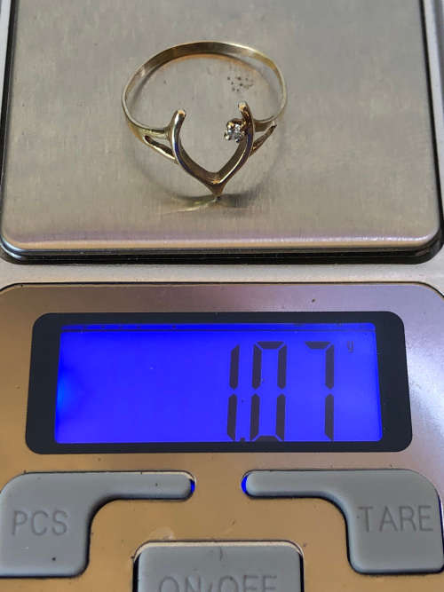 CUTE QUAINT CLASSIC DESIGN 9ct YELLOW GOLD AND CZ WISHBONE RING - SIZE P - 1.07g