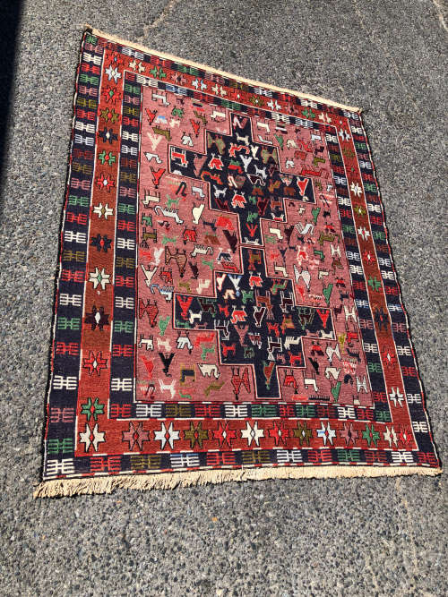 WOW !!! STUNNING HAND KNOTTED PURE WOOL FLAT WEAVE TRIBAL SOUMAK PERSIAN CARPET - 1600 X 1270mm