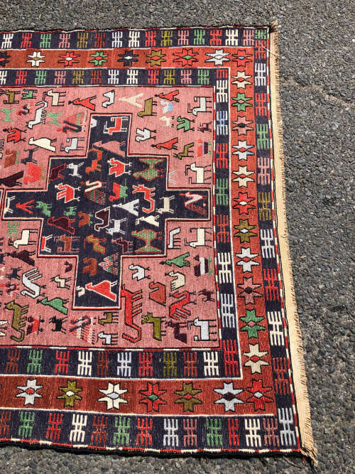 WOW !!! STUNNING HAND KNOTTED PURE WOOL FLAT WEAVE TRIBAL SOUMAK PERSIAN CARPET - 1600 X 1270mm