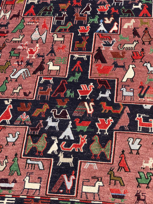WOW !!! STUNNING HAND KNOTTED PURE WOOL FLAT WEAVE TRIBAL SOUMAK PERSIAN CARPET - 1600 X 1270mm