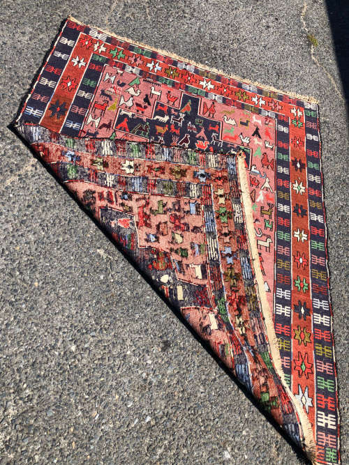WOW !!! STUNNING HAND KNOTTED PURE WOOL FLAT WEAVE TRIBAL SOUMAK PERSIAN CARPET - 1600 X 1270mm