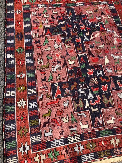 WOW !!! STUNNING HAND KNOTTED PURE WOOL FLAT WEAVE TRIBAL SOUMAK PERSIAN CARPET - 1600 X 1270mm