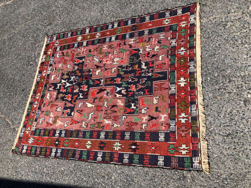 WOW !!! STUNNING HAND KNOTTED PURE WOOL FLAT WEAVE TRIBAL SOUMAK PERSIAN CARPET - 1600 X 1270mm
