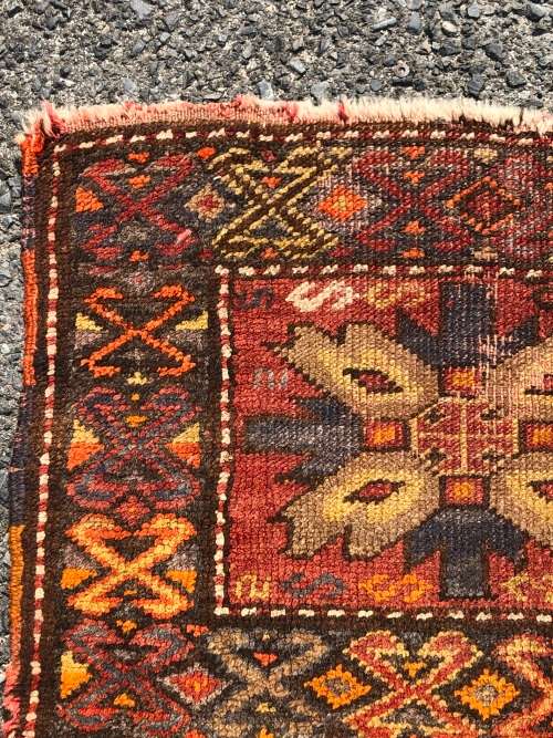 Pure wool hand knotted well worn persian rug - 980 x 450mm