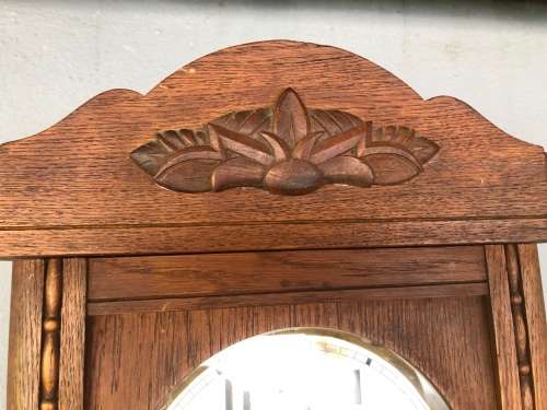 Wow !!! stunning old Mahogany wood cased wall clock with key