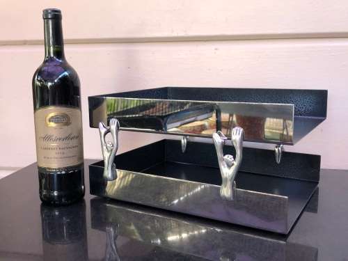 LATE ENTRY !!!!!  Carrol Boyes (1954 - 2019) Functional Art !!! - Man Pattern Paper Tray Set