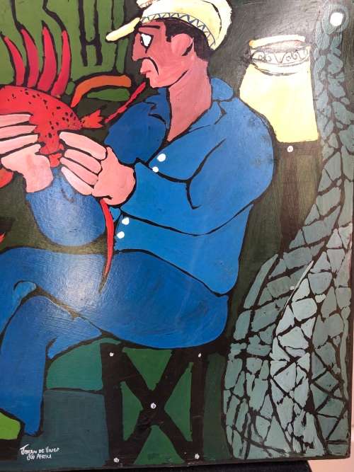 Johan de Vries (1945 - 2002)`Sud Afrique` original painting - Crayfish - Signed - Value R3500