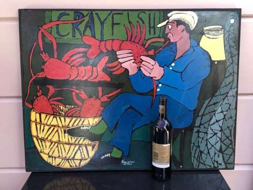 Johan de Vries (1945 - 2002)`Sud Afrique` original painting - Crayfish - Signed - Value R3500