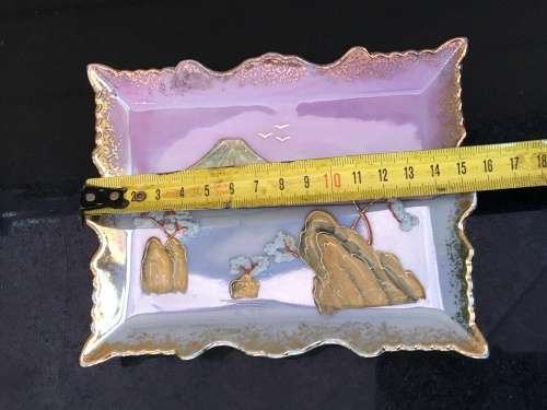 Vintage Oriental Raised Dragonware Pink  Enamel Hand Painted Dish
