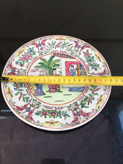 Antique Export Chinese Famille Rose hand painted Porcelain plate 22 cm large
