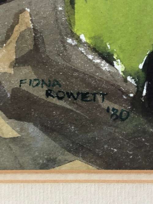 FIONA EWAN ROWETT (1948 - SA) STUNNING EARLY BLUEGUM LANDSCAPE WATERCOLOUR PAINTING - 1980