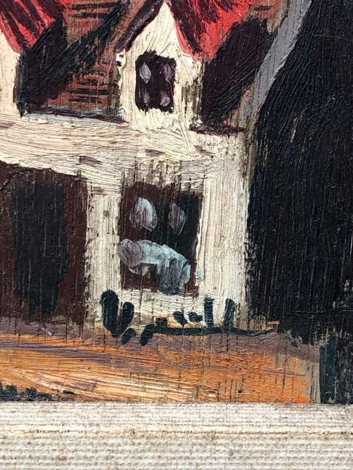 STUNNING VINTAGE OIL ON BOARD CITYSCAPE PAINTING , IN A VINTAGE FRAME