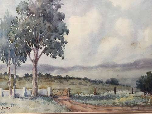 NOEL BRUTON ORIGINAL FRAMED WATERCOLOUR LANDSCAPE PAINTING - DATED 1977 !!!