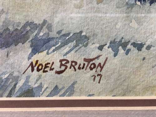 NOEL BRUTON ORIGINAL FRAMED WATERCOLOUR LANDSCAPE PAINTING - DATED 1977 !!!