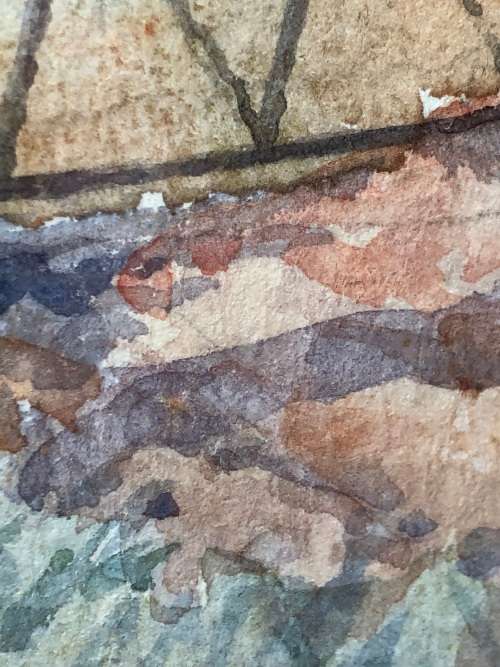 NOEL BRUTON ORIGINAL FRAMED WATERCOLOUR LANDSCAPE PAINTING - DATED 1977 !!!