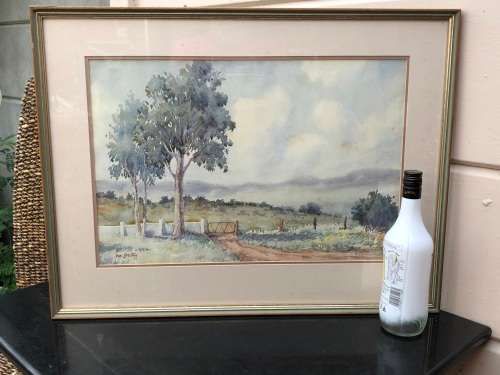 NOEL BRUTON ORIGINAL FRAMED WATERCOLOUR LANDSCAPE PAINTING - DATED 1977 !!!
