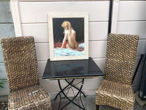 T. DAIMING ORIGINAL FRAMED NUDE OIL ON CANVAS PAINTING FIXED TO BOARD - DATED 2000 !!!!