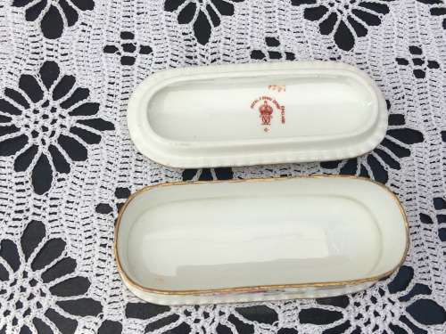 Royal Crown Derby England Hand Painted Porcelain Lidded Dish - c1903 - Mint Condition