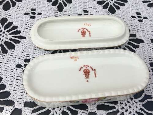Royal Crown Derby England Hand Painted Porcelain Lidded Dish - c1903 - Mint Condition
