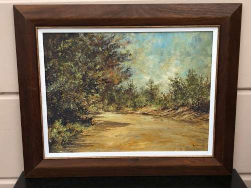 INVESTMENT ART !! RON WALDECK (1946-) FAMOUS RHODESIAN ARTIST STUNNING FRAMED OIL ON BOARD LANDSCAPE