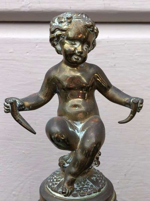 A FIRE GILDED BRONZE ON MARBLE BASE SWISS MADE FRENCH MANTLE CLOCK - WORKING 100%