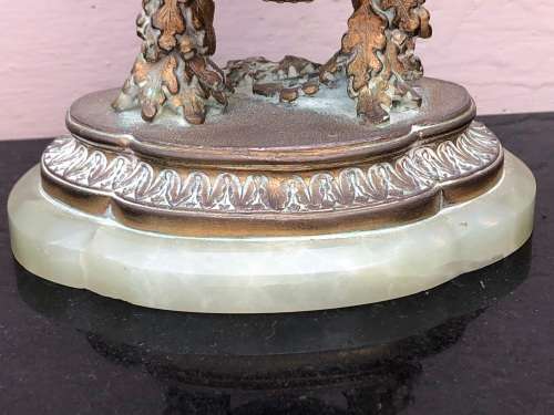 A FIRE GILDED BRONZE ON MARBLE BASE SWISS MADE FRENCH MANTLE CLOCK - WORKING 100%
