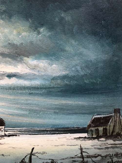 INVESTMENT ART !!! - JOHAN DU TOIT STUNNING FRAMED OIL ON BOARD SEA COTTAGE PAINTING