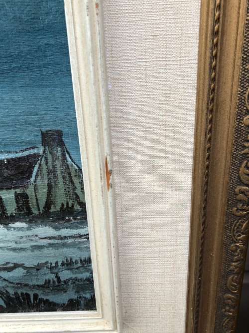 INVESTMENT ART !!! - JOHAN DU TOIT STUNNING FRAMED OIL ON BOARD SEA COTTAGE PAINTING