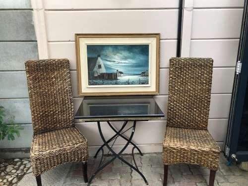 INVESTMENT ART !!! - JOHAN DU TOIT STUNNING FRAMED OIL ON BOARD SEA COTTAGE PAINTING