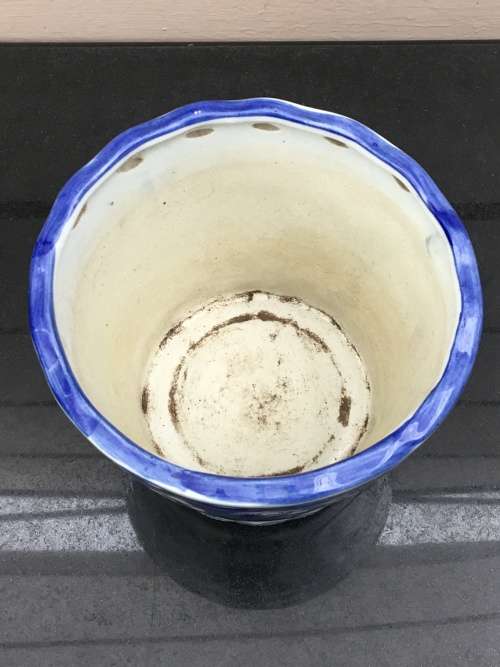 Chinese Pierced Blue and White Genuine Ming Marked Hand Made and Painted Plant Holder