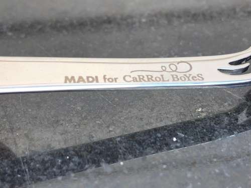 CARROL BOYES (1954 - 2019) HUMMINGBIRD PATTERN STAINLESS STEEL SUGAR SPOON