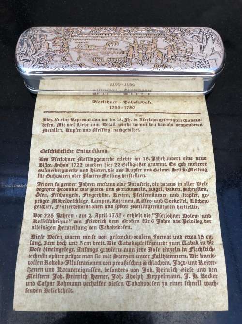 Wow !! c1760 Snuff Tobacco Box by Johann Heinrich Giese Iserlohn Germany with letter of confirmation