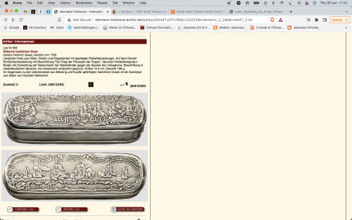 Wow !! c1760 Snuff Tobacco Box by Johann Heinrich Giese Iserlohn Germany with letter of confirmation