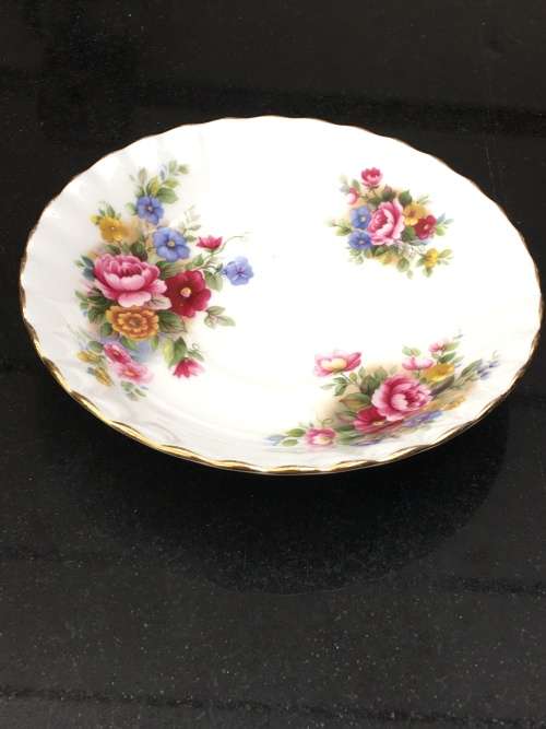 Royal Albert `Chelsea Garden` Saucer  c1970s  Multi Floral Bouquet with Gold Trim.