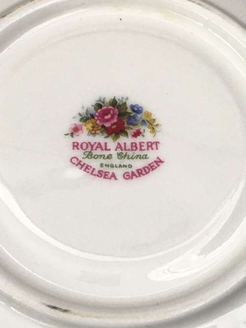 Royal Albert `Chelsea Garden` Saucer  c1970s  Multi Floral Bouquet with Gold Trim.