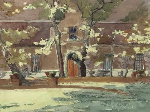 ENID VERA ABLETT (SA 20th ) GORGEOUS FRAMED WATERCOLOUR OF STELLENBOSCH
