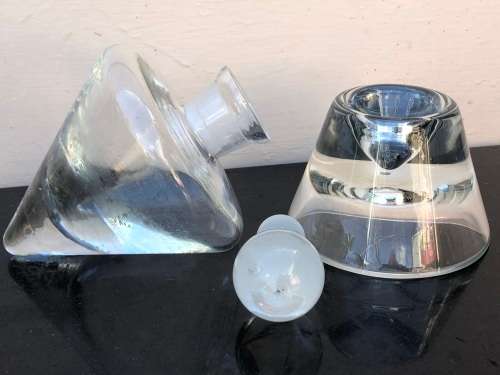 WOW !! STUNNING HEAVY GLASS DECANTER WITH STAND - UNUSUAL PIECE