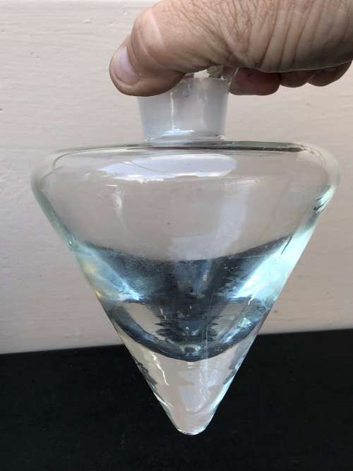 WOW !! STUNNING HEAVY GLASS DECANTER WITH STAND - UNUSUAL PIECE