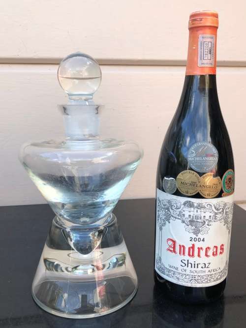 WOW !! STUNNING HEAVY GLASS DECANTER WITH STAND - UNUSUAL PIECE