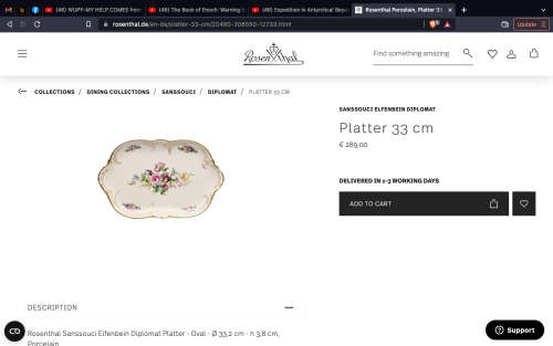 Rosenthal Selb-Germany Sanssouci Double Handle 33cm Platter in Mint Condition