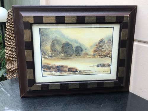 GERALDINE GULSTON (SA 20th CENTURY) FRAMED WATERCOLOUR LANDSCAPE PAINTING `SCOTTBURGH`
