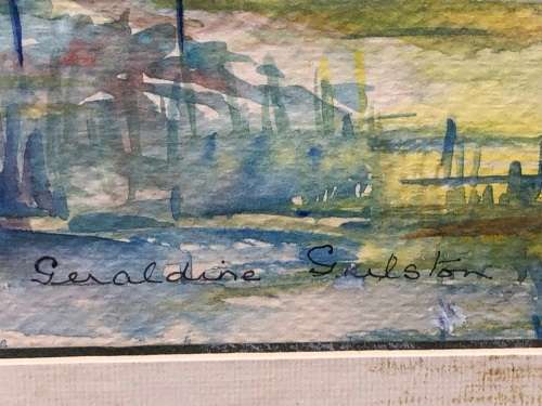GERALDINE GULSTON (SA 20th CENTURY) FRAMED WATERCOLOUR PAINTING OF PIETERMARITBURG FARMLAND