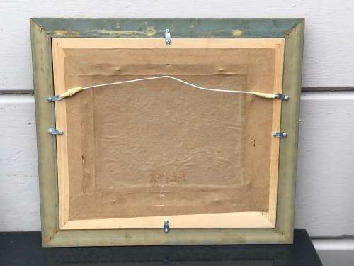 STUNNING 20th CENTURY FRAMED OIL ON BOARD PAINTING , GORGEOUS FRAME - INDECIPHERABLE SIGNATURE